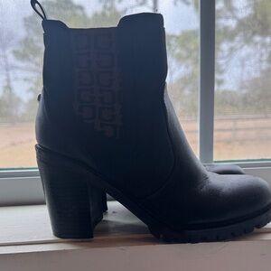 Guess Black Heeled Boots with Logo Detail